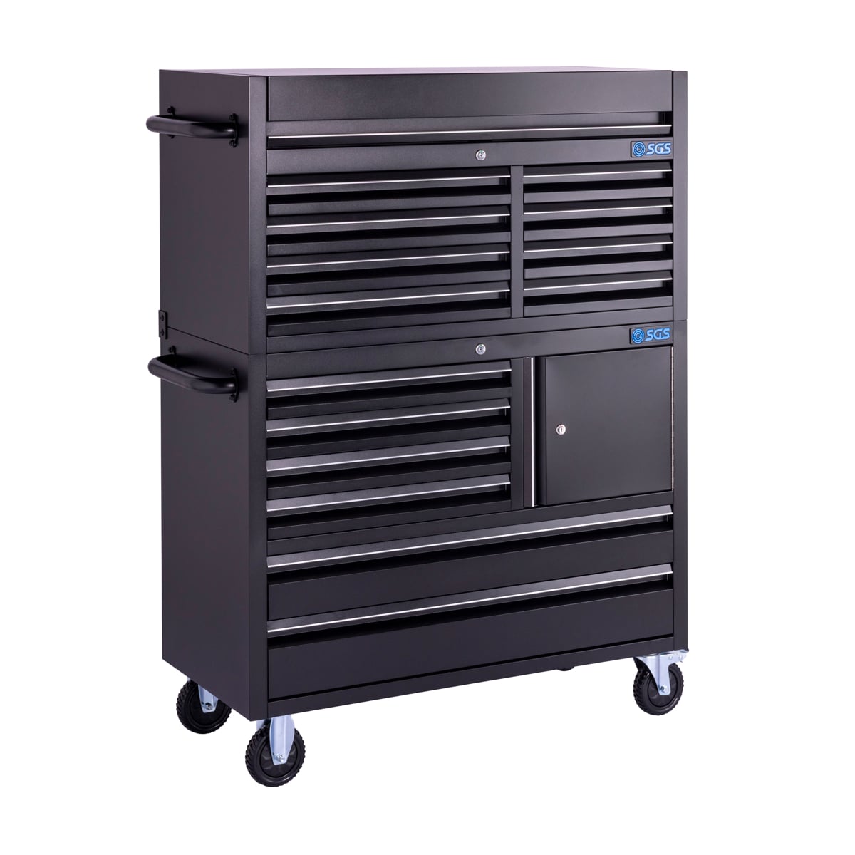 SGS 41in 14 Drawer Tool Chest & Roller Cabinet Combo | Black